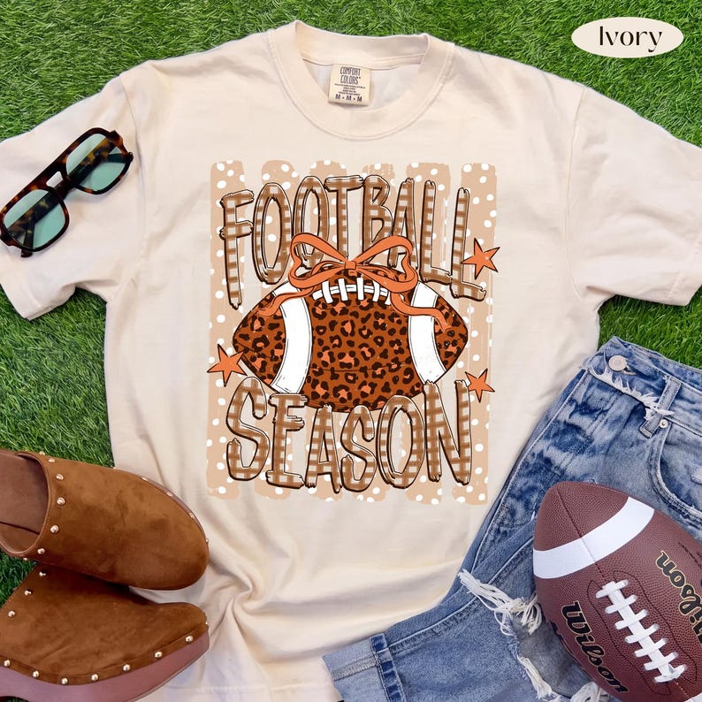 Football Season – Leopard Football – Coquette Bow Game Day Design