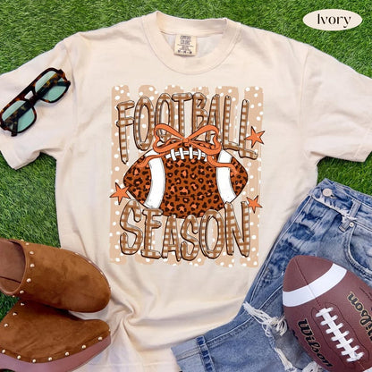 Football Season – Leopard Football – Coquette Bow Game Day Design
