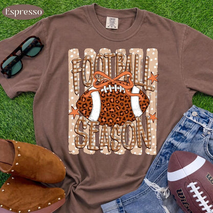 Football Season – Leopard Football – Coquette Bow Game Day Design garment preview