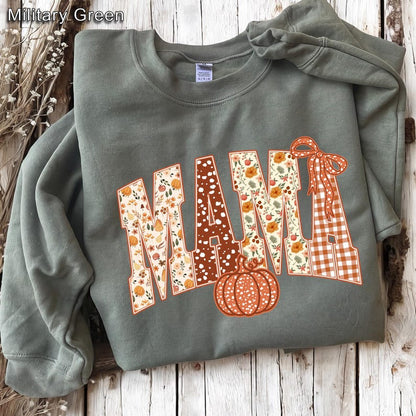 Fall Mama – Floral Mama – Coquette Bow Pumpkin Mama Design