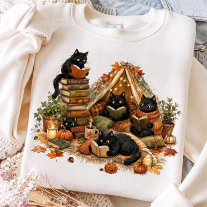 Black Cat Reading – Book Lover Fall – Cozy Cat Reading Nook Design