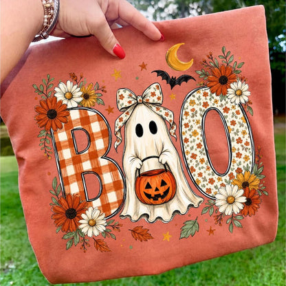 Boo – Floral Ghost Halloween – Coquette Bow Ghost Design