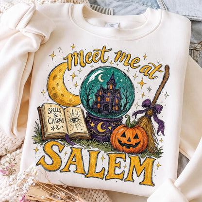 Meet Me At Salem – Witchy Halloween – Crystal Ball Spell Book Design