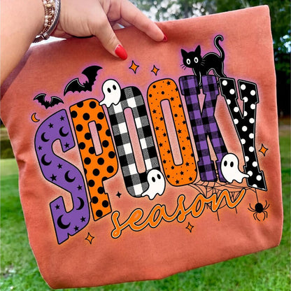Spooky Season – Halloween Design – Patterned Spooky Ghost Cat garment preview