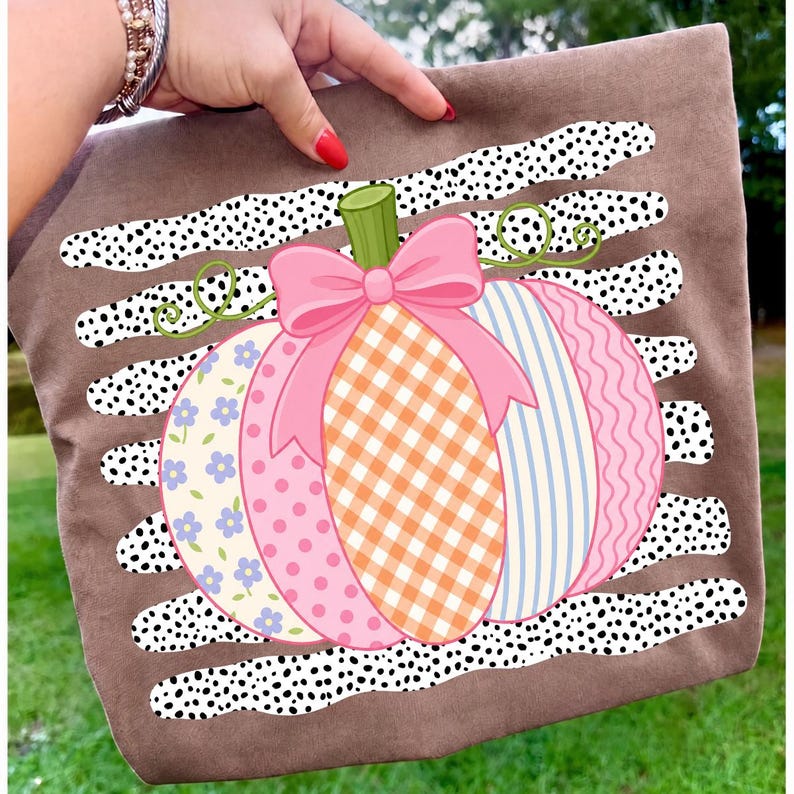 Pink Pumpkin – Coquette Bow Pumpkin – Pastel Patterned Pumpkin Design