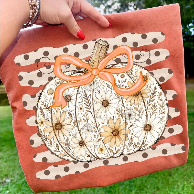Floral Pumpkin – Coquette Bow Pumpkin – Daisy Fall Pumpkin Design