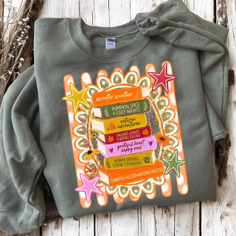 Fall Book Stack – Book Lover Design – Bookish garment preview