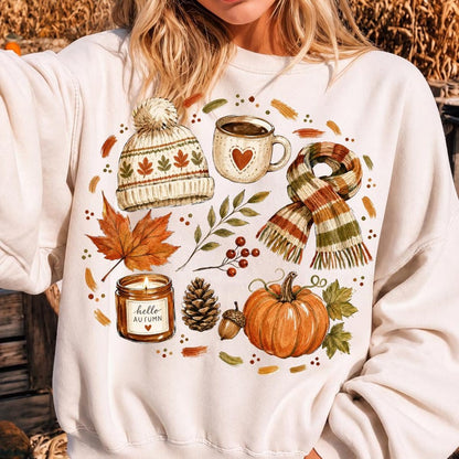 Cozy Fall – Hello Autumn Design – Watercolor Fall Collage