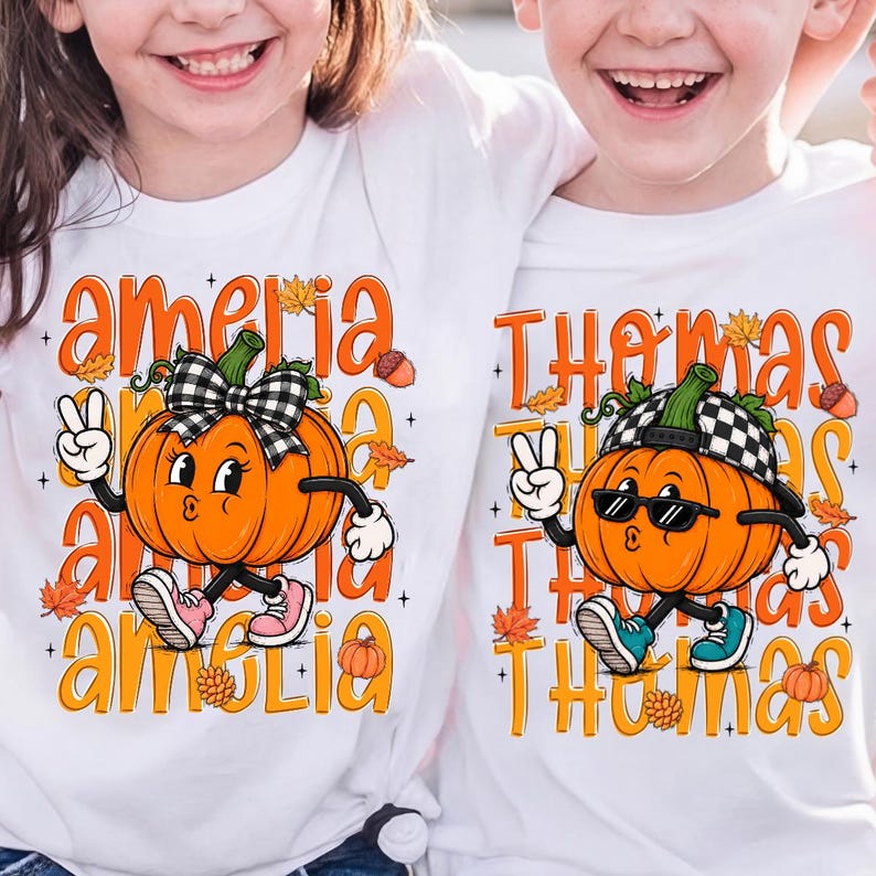 Custom Name Pumpkin – Kids Fall Design – Boy And Girl Pumpkin