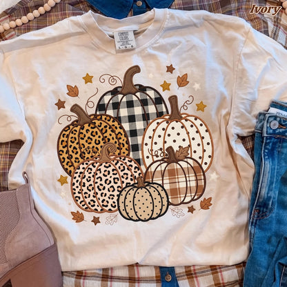 Faux Embroidery Pumpkin – Fall Design – Leopard Buffalo Plaid Polka Dot Applique Pumpkins