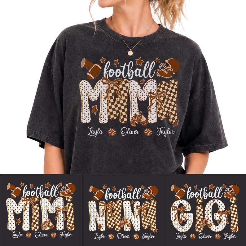 Football Mama Bundle – Custom Name Football Design – Football Nana garment preview
