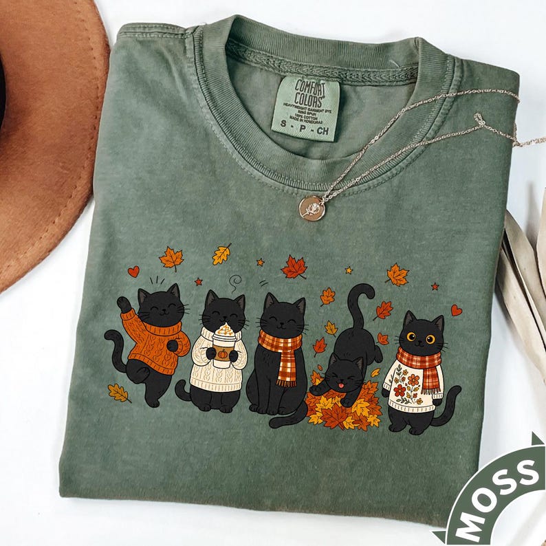 Fall Cat – Black Cat – Cute Cat garment preview