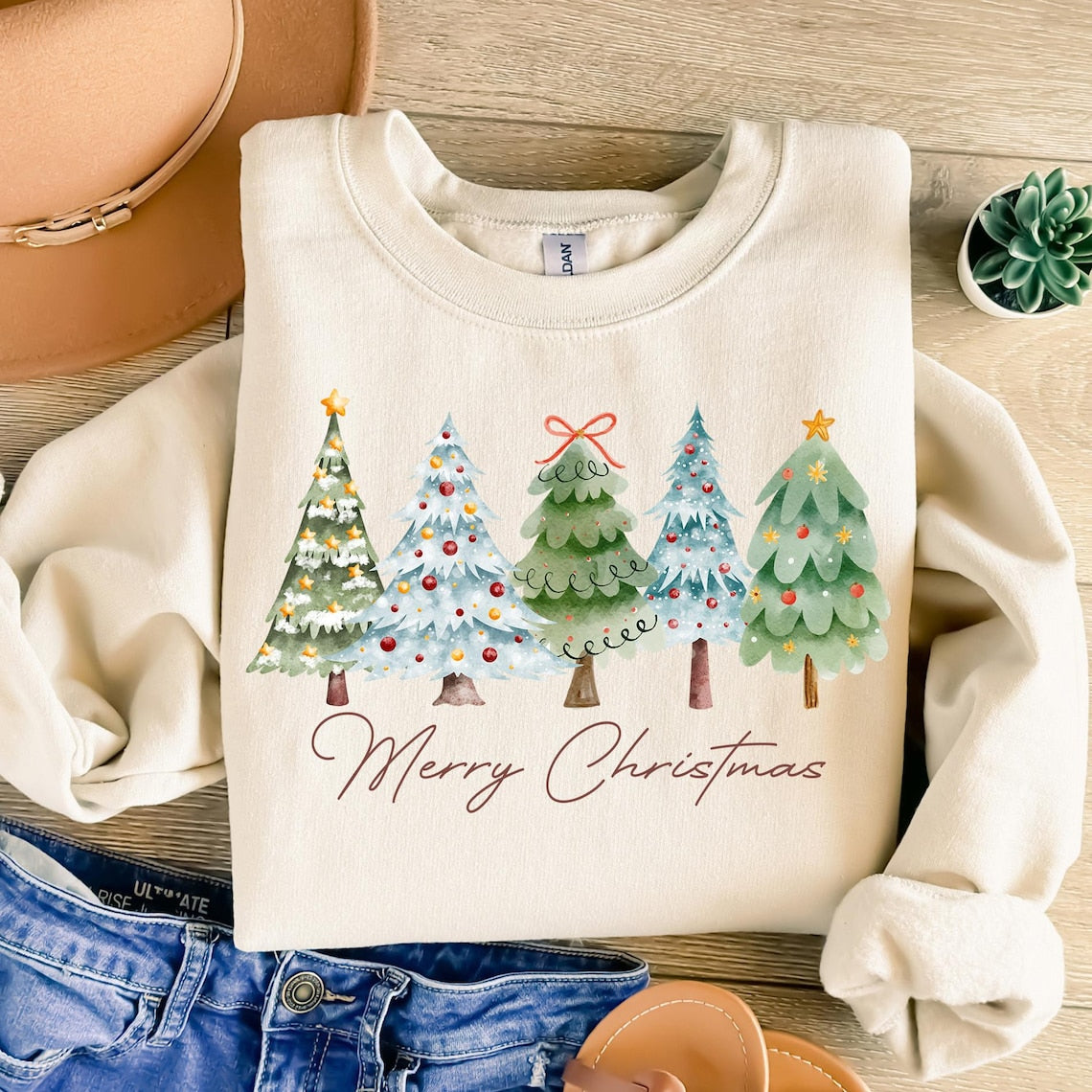 Sweatshirt Hoodie or T-Shirt Christmas Merry Christmas Trees