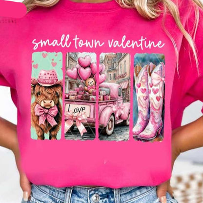 Hoodie Sweatshirt Crew T-Shirt  - Small Town Valentine Western Love