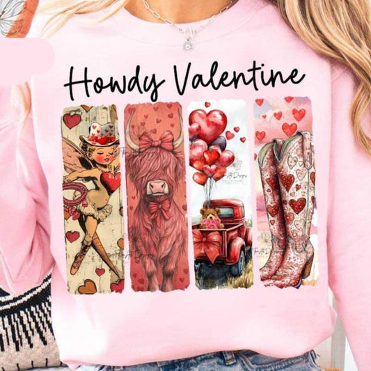 Hoodie Sweatshirt Crew T-Shirt  - Howdy Valentine Western Love Design
