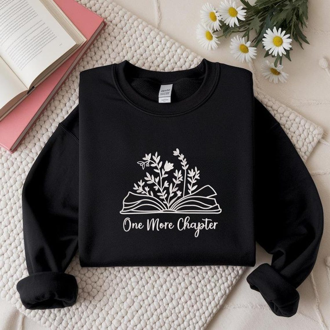 Embroidered One More Chapter Minimalist Crewneck