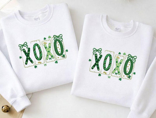 Embroidered Lucky XOXO Shamrock Sweatshirt