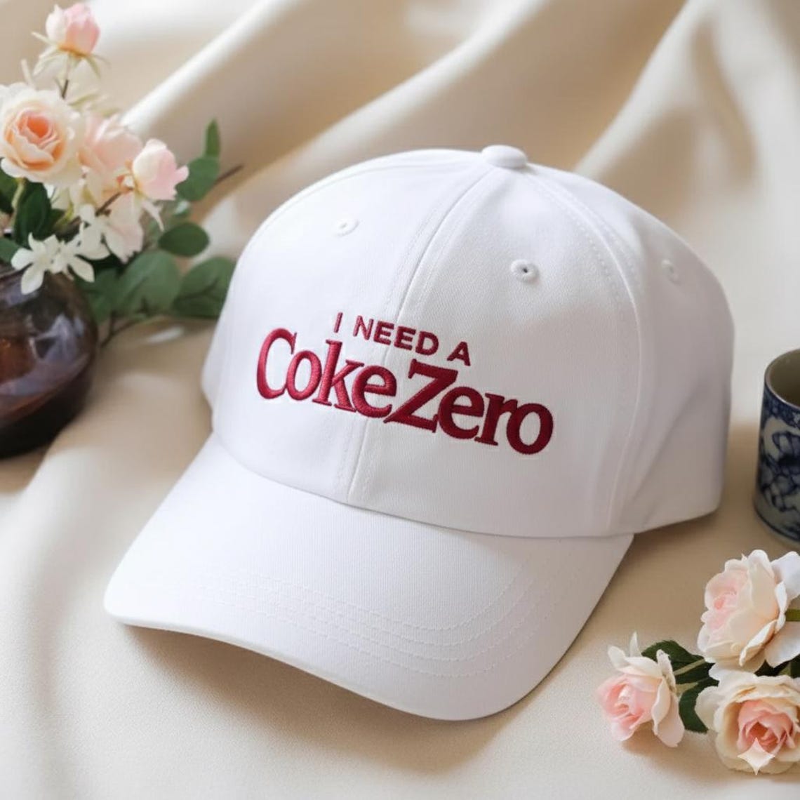 Embroidered Pigment Dyed Cap  I Need A Coke Zero