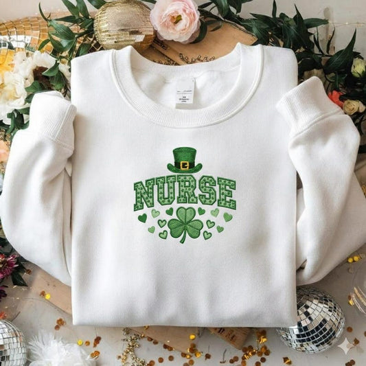 Embroidered Lucky Nurse Shamrock Sweatshirt