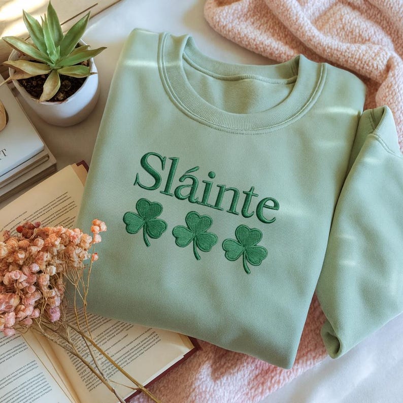 Embroidered St Patrick's Day Shamrock Sweatshirt