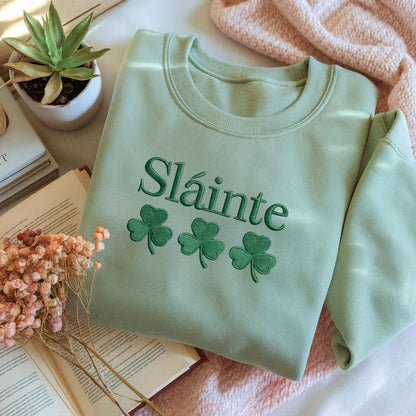 Embroidered St Patrick's Day Shamrock Sweatshirt