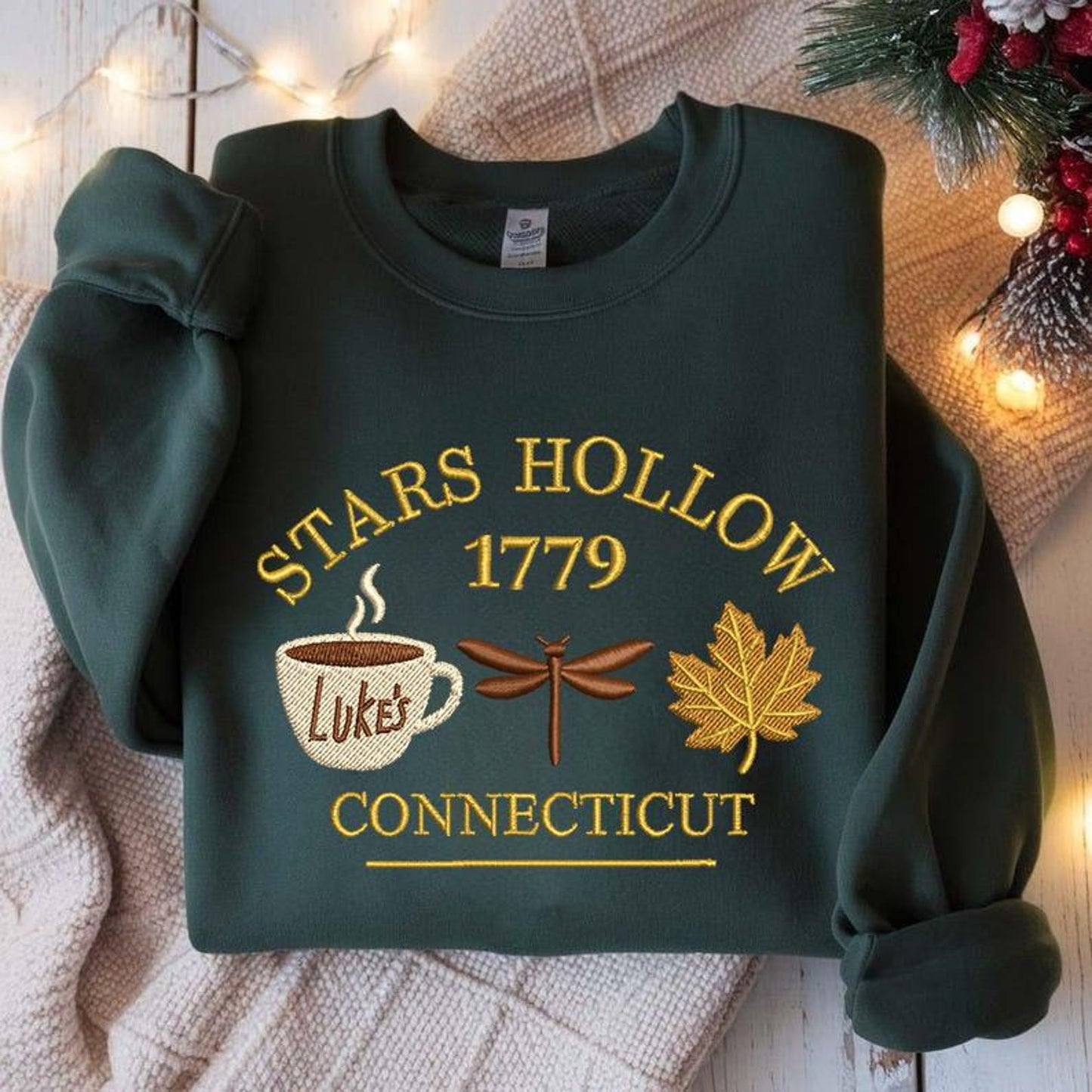 Stars Hollow 1779 Embroidery Sweatshirt | Luke’s Coffee | Canadian Made
