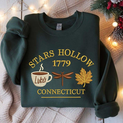 Stars Hollow 1779 Embroidery Sweatshirt | Luke’s Coffee | Canadian Made