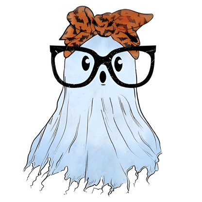 DTF Transfer Fall  Halloween  Cute Ghost With Glasses And Bandana