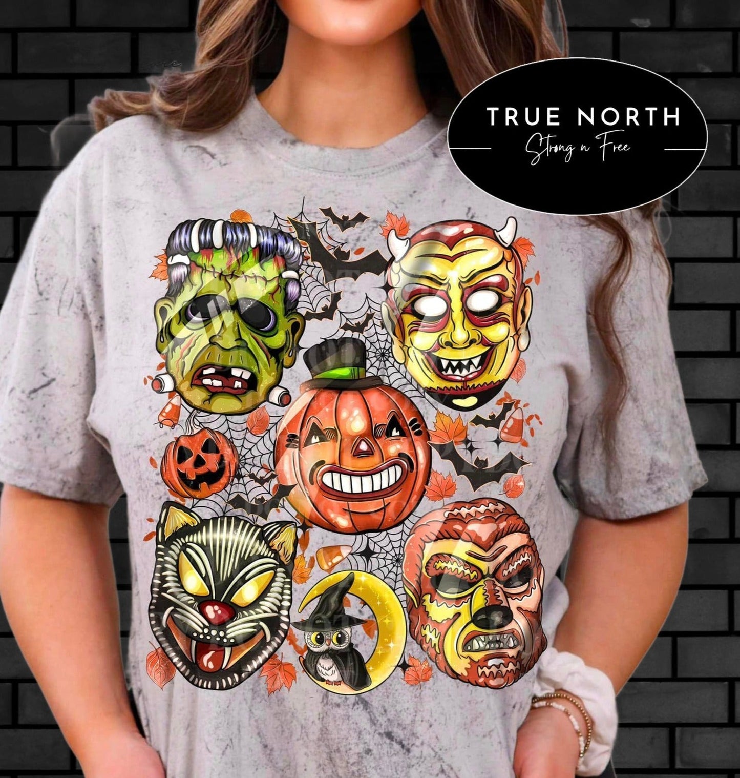 T-Shirt Or Sweatshirt  Fall  Halloween Spooky Season pumpkins and Masks