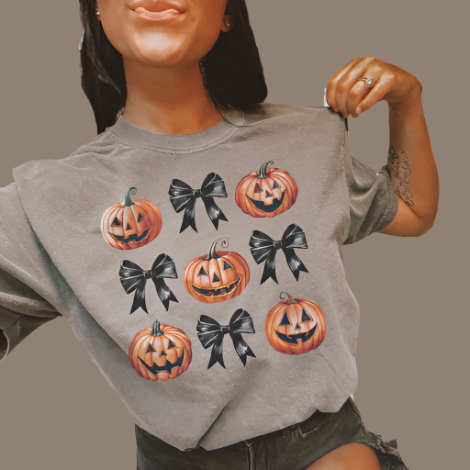 T-Shirt Tee's Or Sweatshirt  Fall Halloween Pumpkins & Bows