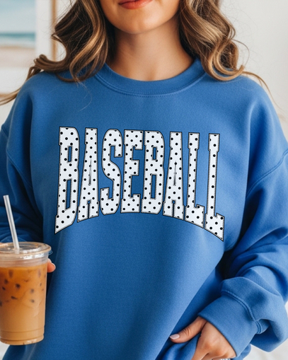 DTF Transfer Baseball Collegiate Style Polka Dot Varsity