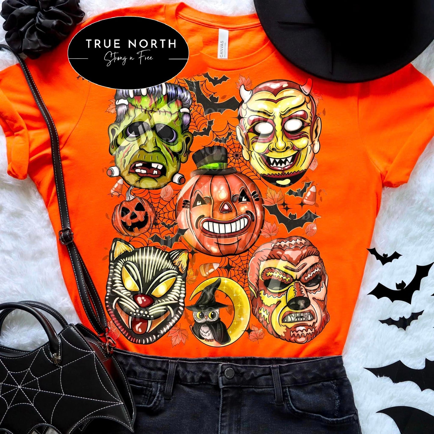 T-Shirt Or Sweatshirt  Fall  Halloween Spooky Season pumpkins and Masks