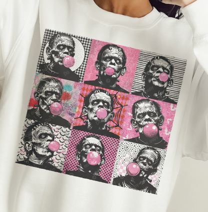 T-Shirt Tee Or Sweatshirt Summer  Halloween Frankenstein Bubble Gum