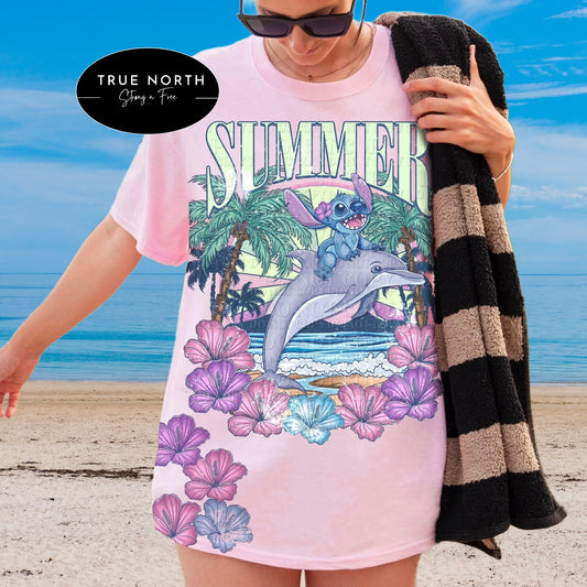 Summer Dolphin T-Shirt or Sweatshirt - Sleeve Included