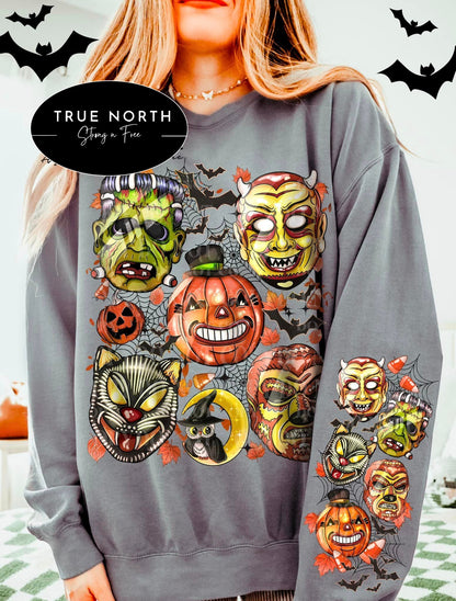 T-Shirt Or Sweatshirt  Fall  Halloween Spooky Season pumpkins and Masks