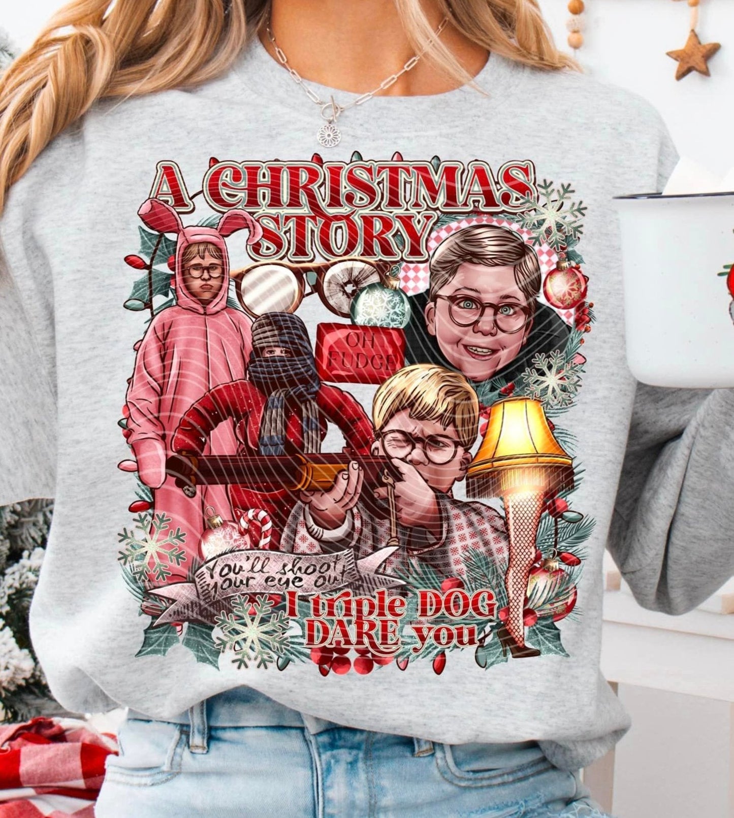 Sweatshirt Hoodie Or T-Shirt  Christmas  A Christmas Story With Sleeve Print Offered