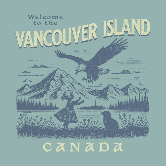 DTF Transfer Vancouver Island Welcome Scenic Eagle Design Customizable