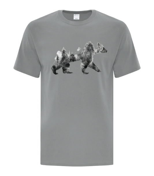 DTF Transfer Double Exposure Bear Forest Silhouette