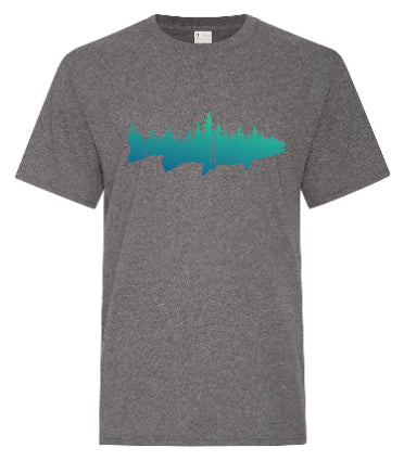 DTF Transfer Fish Silhouette Forest Scene Outdoor Fishing