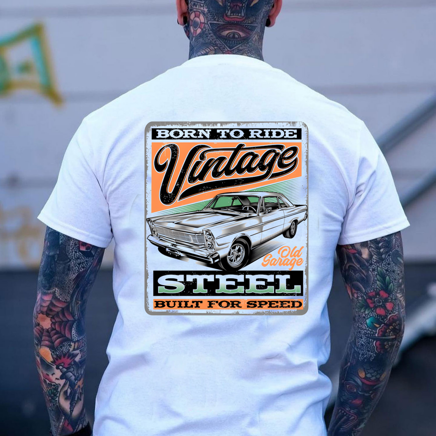 DTF Transfer Gear Heads Born To Ride Vintage