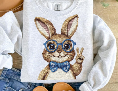 DTF Transfer Cute Bunny With Glasses & Bowtie