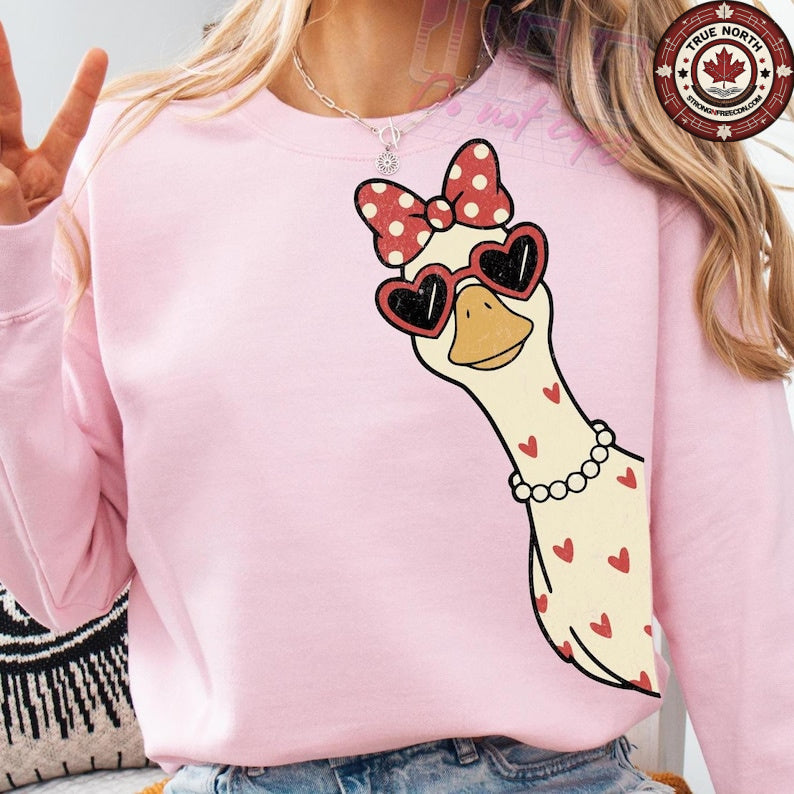 DTF Transfer Valentines Goose with Heart Sunglasses Cute Love