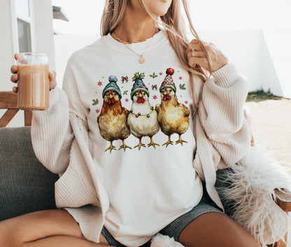 Sweatshirt Hoodie T-Shirt Christmas Ducks with Hats Country Style