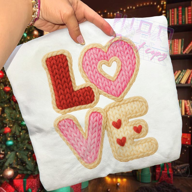 DTF Transfer Valentines Knitted Style Love Word
