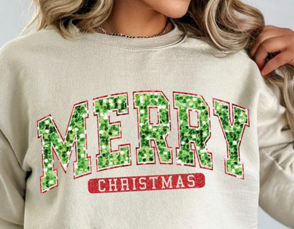 Sweatshirt Hoodie T-Shirt Christmas  Merry Christmas Flax Sparkles