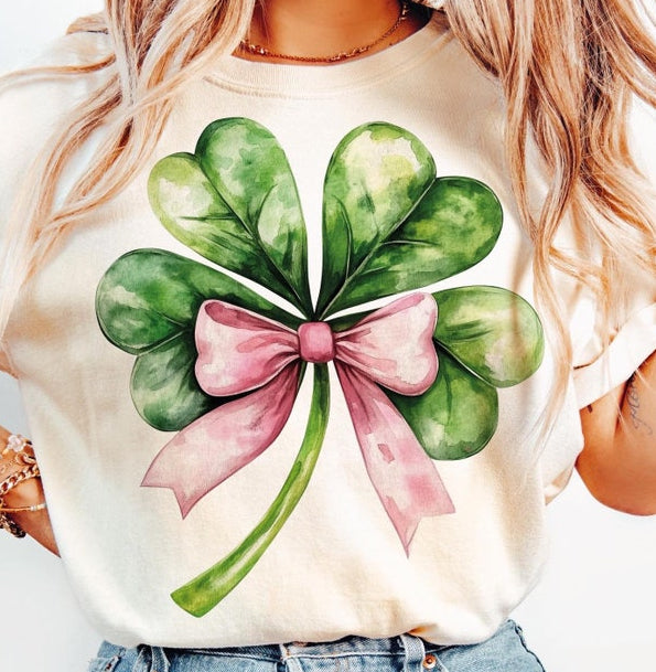 DTF Transfer St. Patrick’s Day Shamrock Bow – Lucky Clover Design