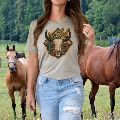 DTF Transfer Wild Desert Cowgirl Western Skull Tee