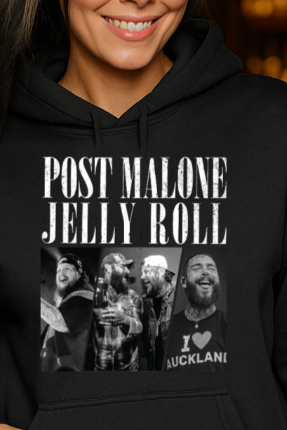 T-Shirt  Or Hoodie  Post M Jelly R – Black & White Music Legends Graphic Design