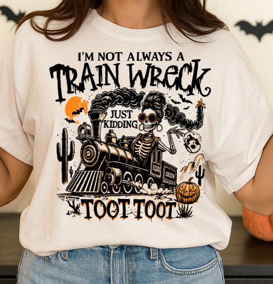 Sweatshirt Hoody Halloween Skeleton Train Wreck Toot Toot