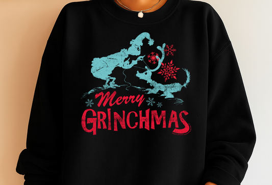 DTF Transfer Merry Grinchhmas Sweatshirt – Funny Holiday Pullover